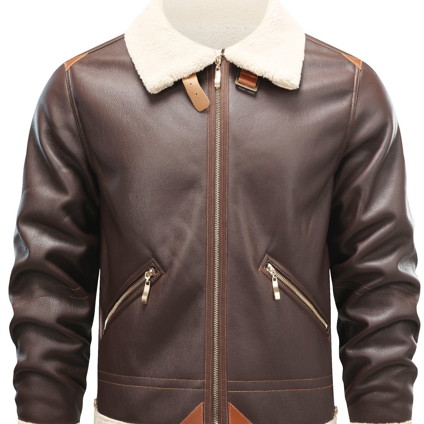 Jasper | Casual PU Leather Shearling Jacket with Lapel Collar
