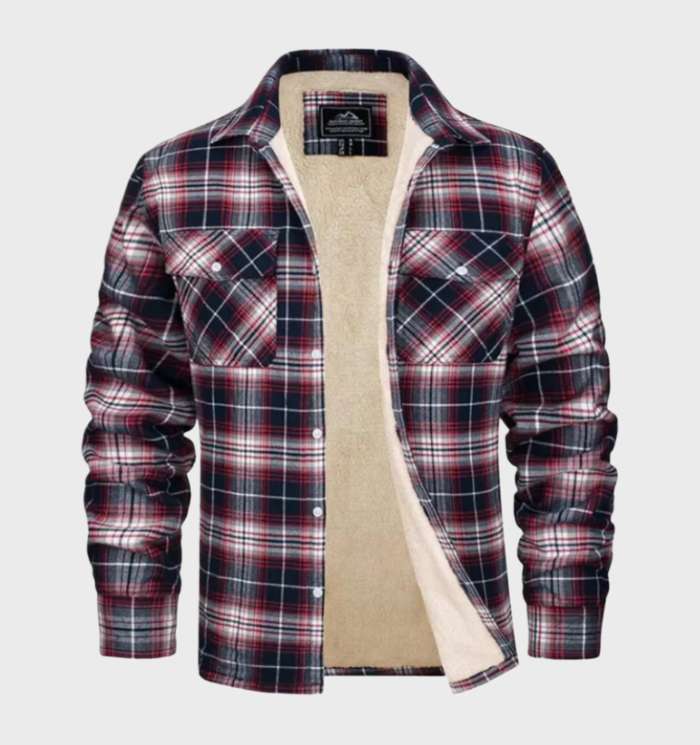 Jasper | Elegant men's flannel jacket in vintage style with fleece lining