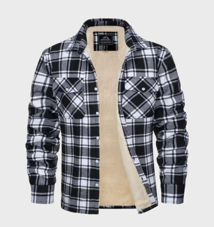 Jasper | Elegant men's flannel jacket in vintage style with fleece lining