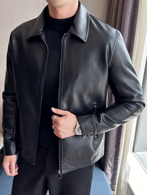 Jasper | Men's Imitation Leather Jacket with Zip and Pockets
