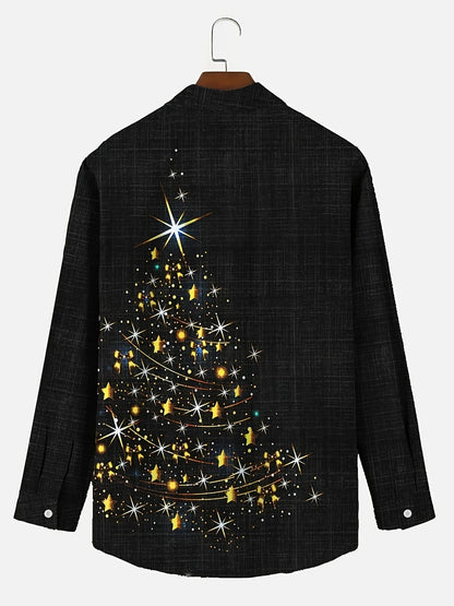 Jasper | Men's Shirt with Vintage Christmas 3D Print and Button Closure