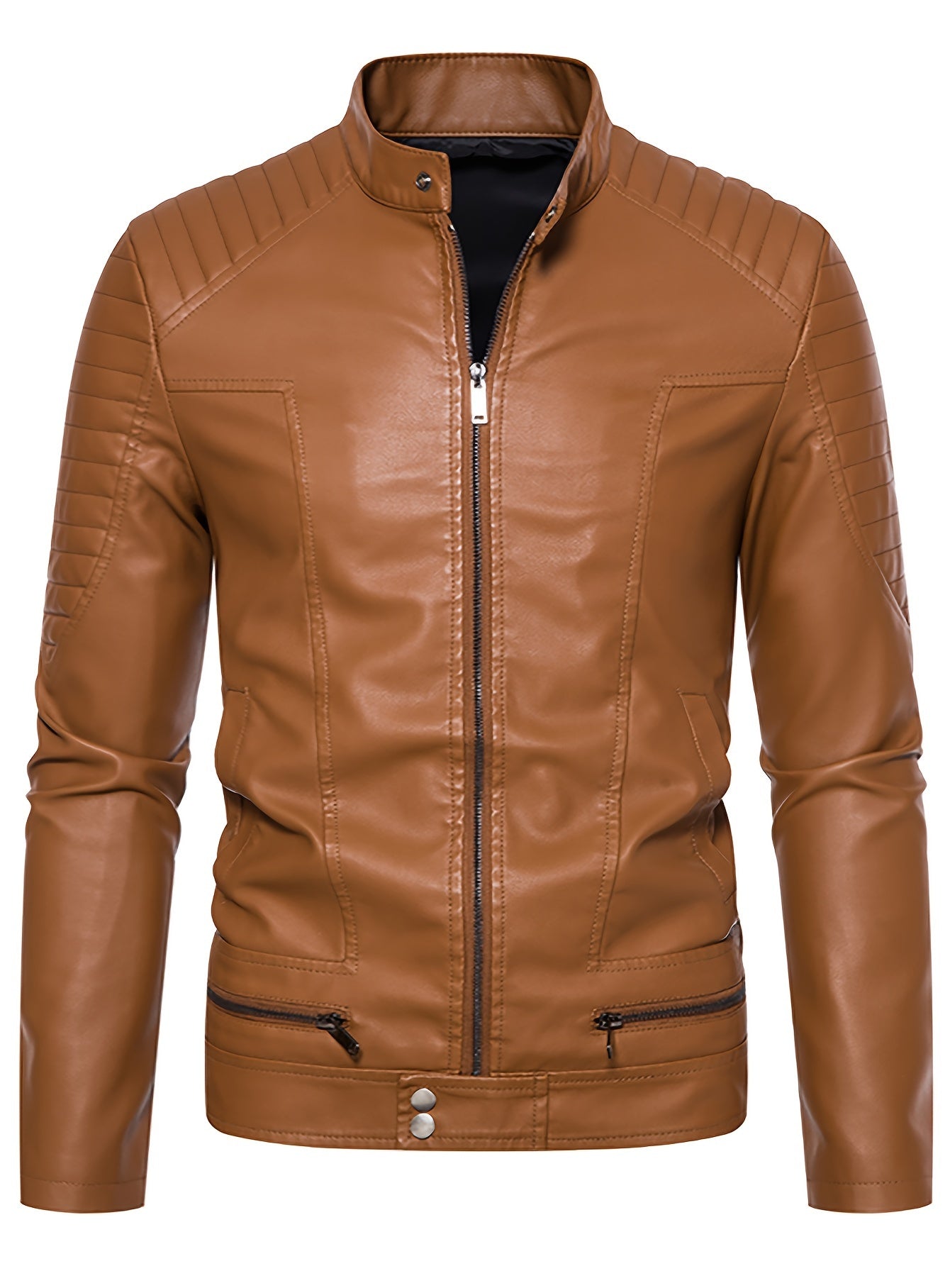 Jasper | Stylish PU Leather Men's Jacket with Stand-Up Collar