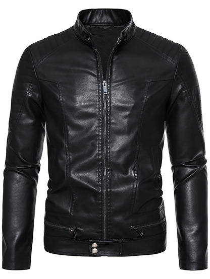 Jasper | Stylish PU Leather Men's Jacket with Stand-Up Collar