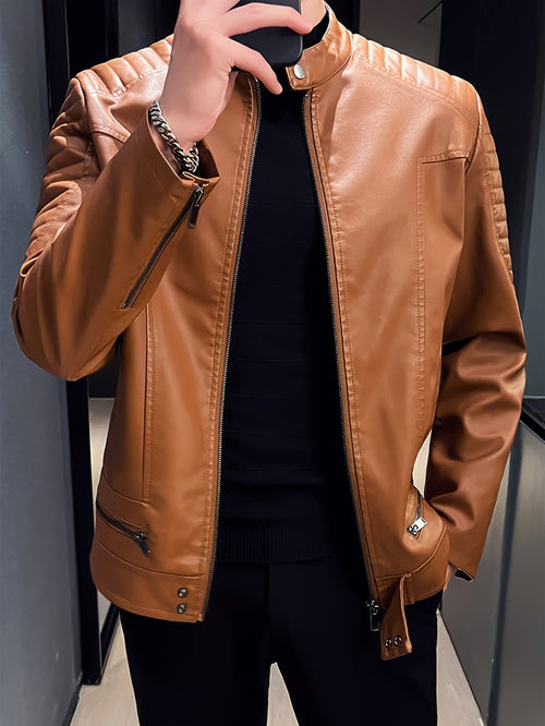 Jasper | Stylish PU Leather Men's Jacket with Stand-Up Collar
