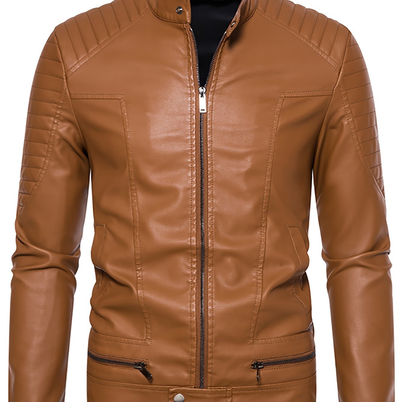 Jasper | Stylish PU Leather Men's Jacket with Stand-Up Collar