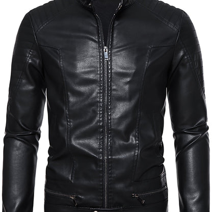 Jasper | Stylish PU Leather Men's Jacket with Stand-Up Collar