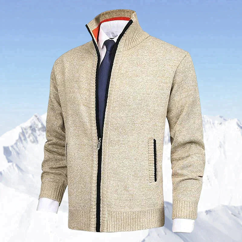 John | Elegant men's cardigan with zip, collar, and pockets