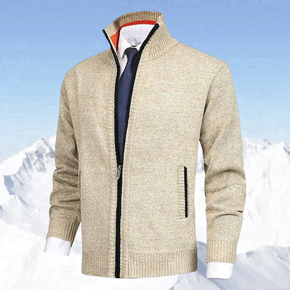 John | Elegant men's cardigan with zip, collar, and pockets