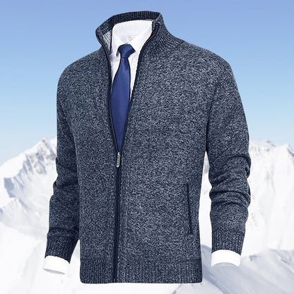 John | Elegant men's cardigan with zip, collar, and pockets