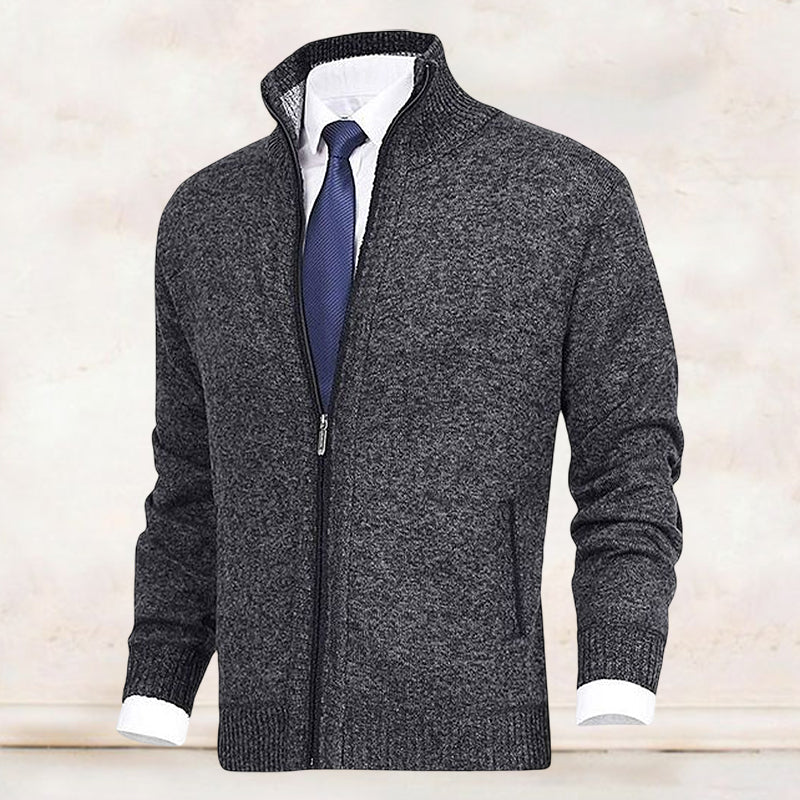 John | Elegant men's cardigan with zip, collar, and pockets