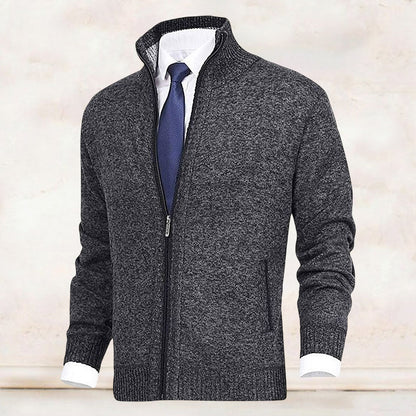 John | Elegant men's cardigan with zip, collar, and pockets