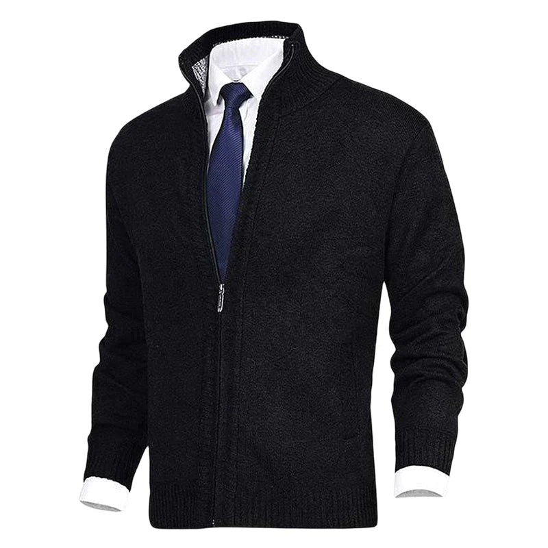 John | Elegant men's cardigan with zip, collar, and pockets