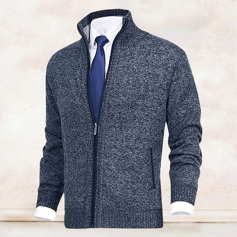 John | Elegant men's cardigan with zip, collar, and pockets