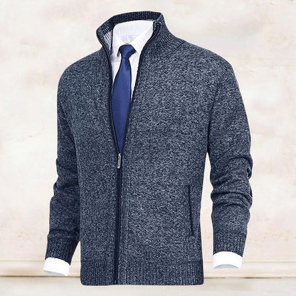 John | Elegant men's cardigan with zip, collar, and pockets