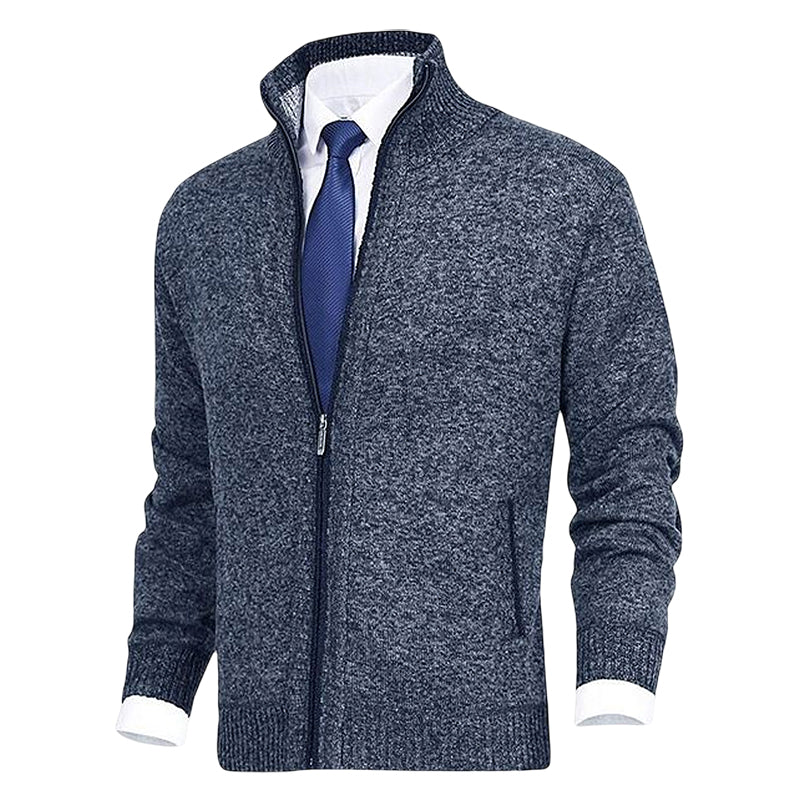 John | Elegant men's cardigan with zip, collar, and pockets
