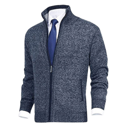 John | Elegant men's cardigan with zip, collar, and pockets