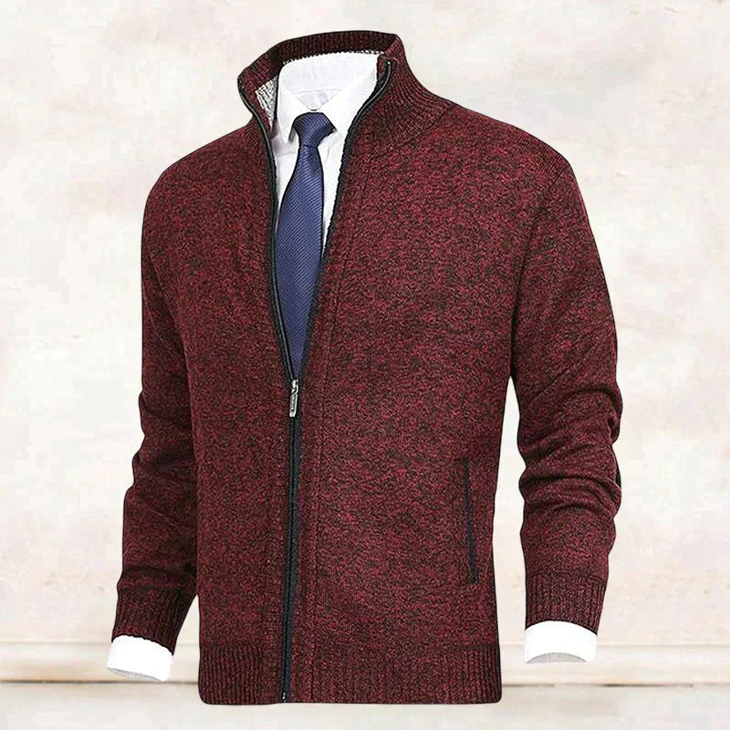 John | Elegant men's cardigan with zip, collar, and pockets