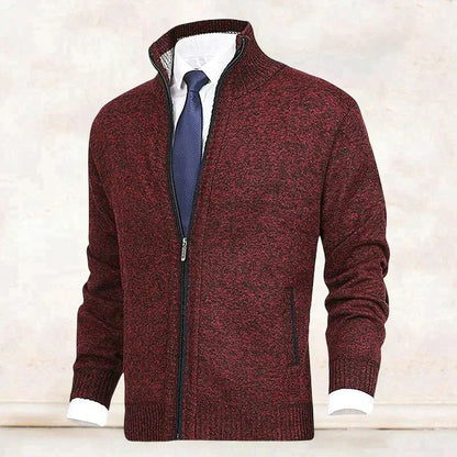 John | Elegant men's cardigan with zip, collar, and pockets
