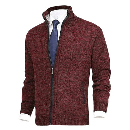 John | Elegant men's cardigan with zip, collar, and pockets