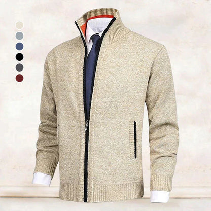 John | Elegant men's cardigan with zip, collar, and pockets