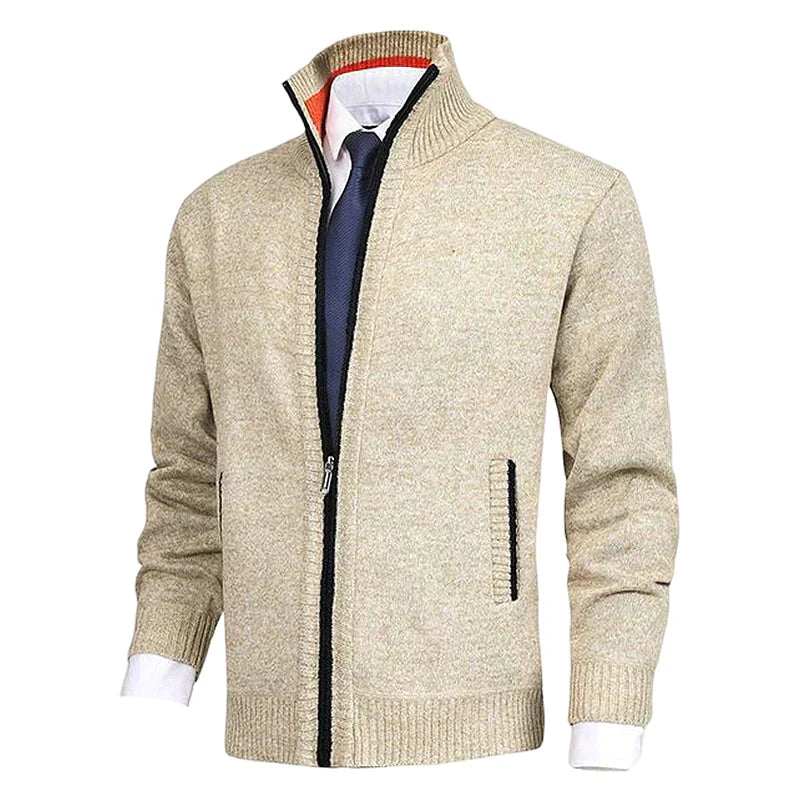 John | Elegant men's cardigan with zip, collar, and pockets