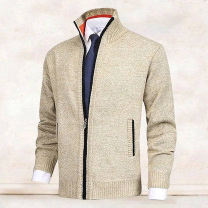 John | Elegant men's cardigan with zip, collar, and pockets