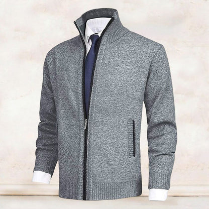 John | Elegant men's cardigan with zip, collar, and pockets