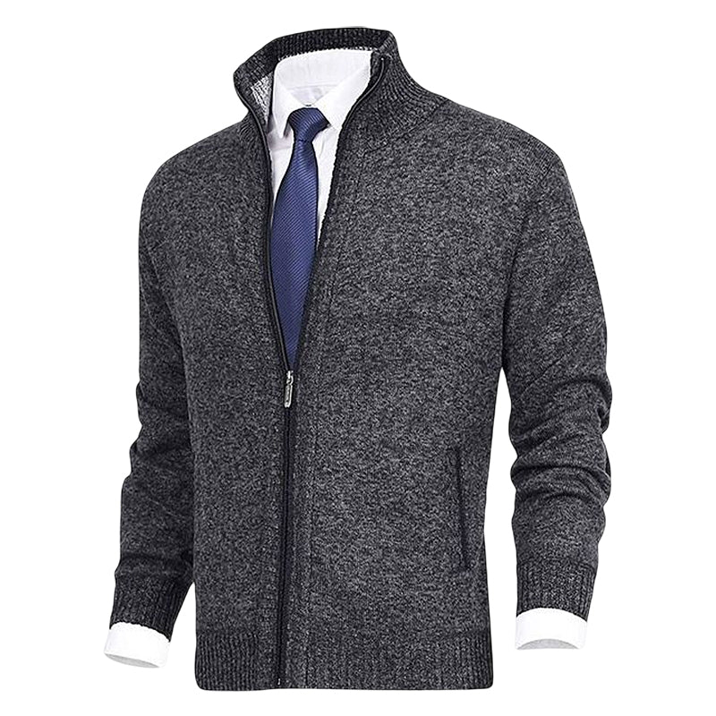 John | Elegant men's cardigan with zip, collar, and pockets