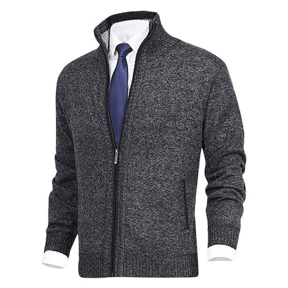 John | Elegant men's cardigan with zip, collar, and pockets