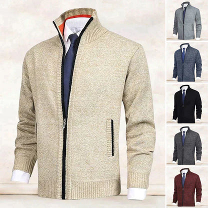 John | Elegant men's cardigan with zip, collar, and pockets