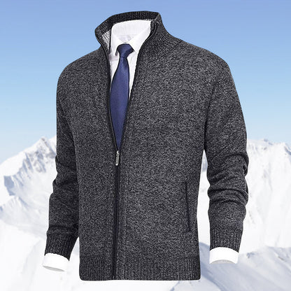 John | Elegant men's cardigan with zip, collar, and pockets