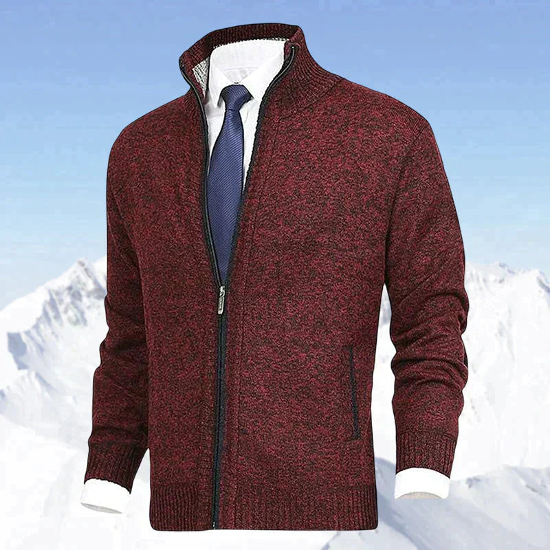 John | Elegant men's cardigan with zip, collar, and pockets