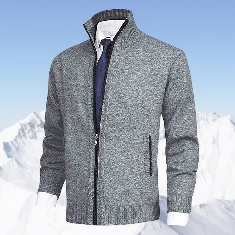 John | Elegant men's cardigan with zip, collar, and pockets