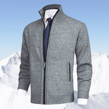 John | Elegant men's cardigan with zip, collar, and pockets