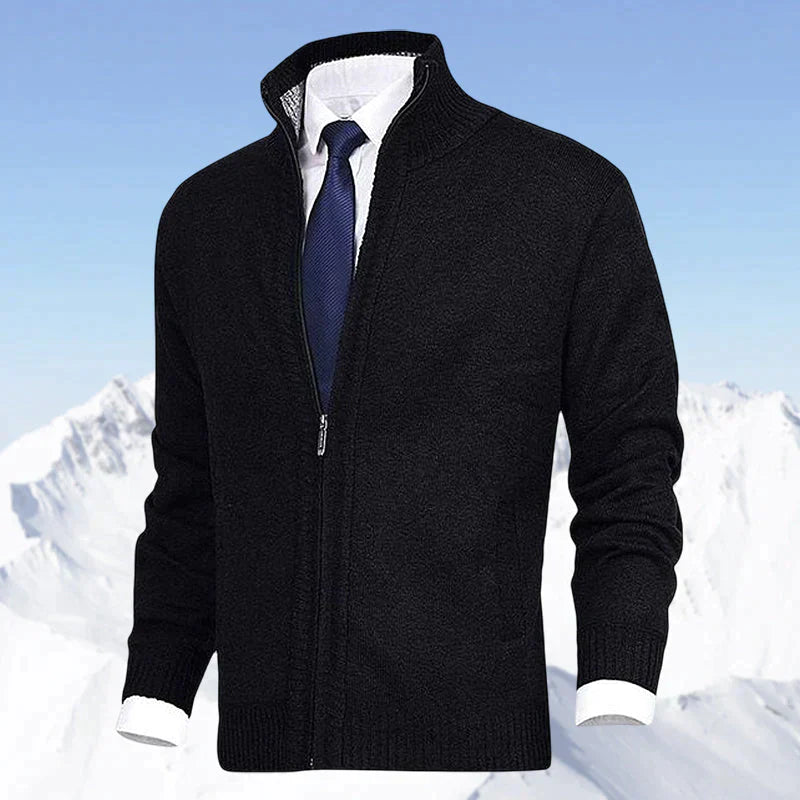 John | Elegant men's cardigan with zip, collar, and pockets