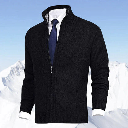 John | Elegant men's cardigan with zip, collar, and pockets