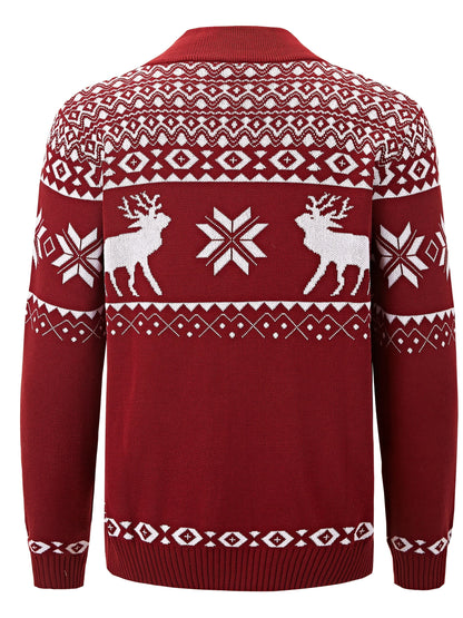 Joris | Casual knitted cardigan with reindeer pattern