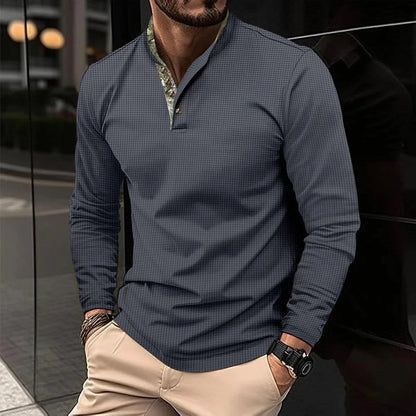 Joris | Stylish Long Sleeve Polo with Coloured Collar