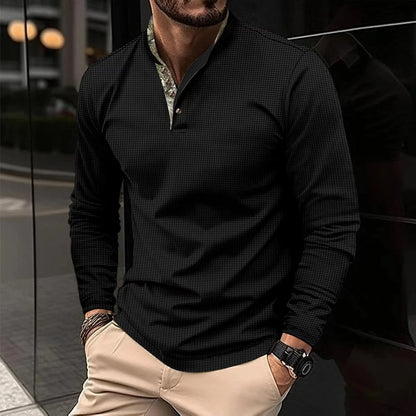 Joris | Stylish Long Sleeve Polo with Coloured Collar