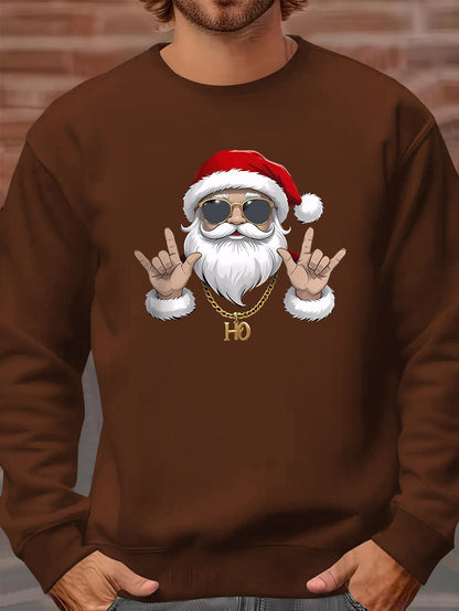 Kasper | Men's sweatshirt with Santa print and long sleeves
