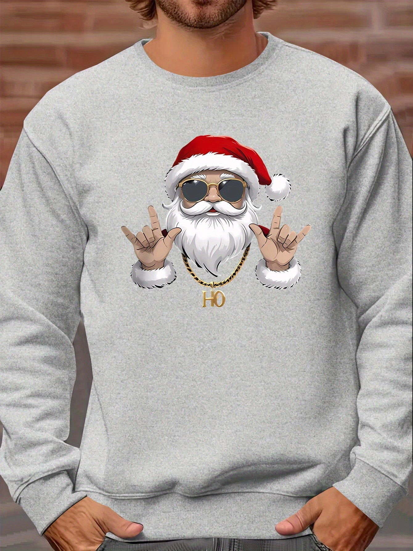 Kasper | Men's sweatshirt with Santa print and long sleeves