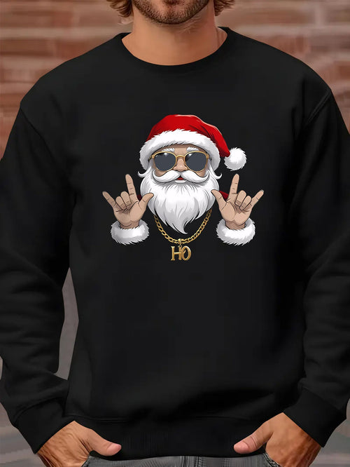 Kasper | Men's sweatshirt with Santa print and long sleeves