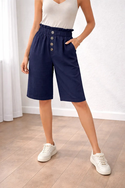 Bermuda shorts with paperbag waist