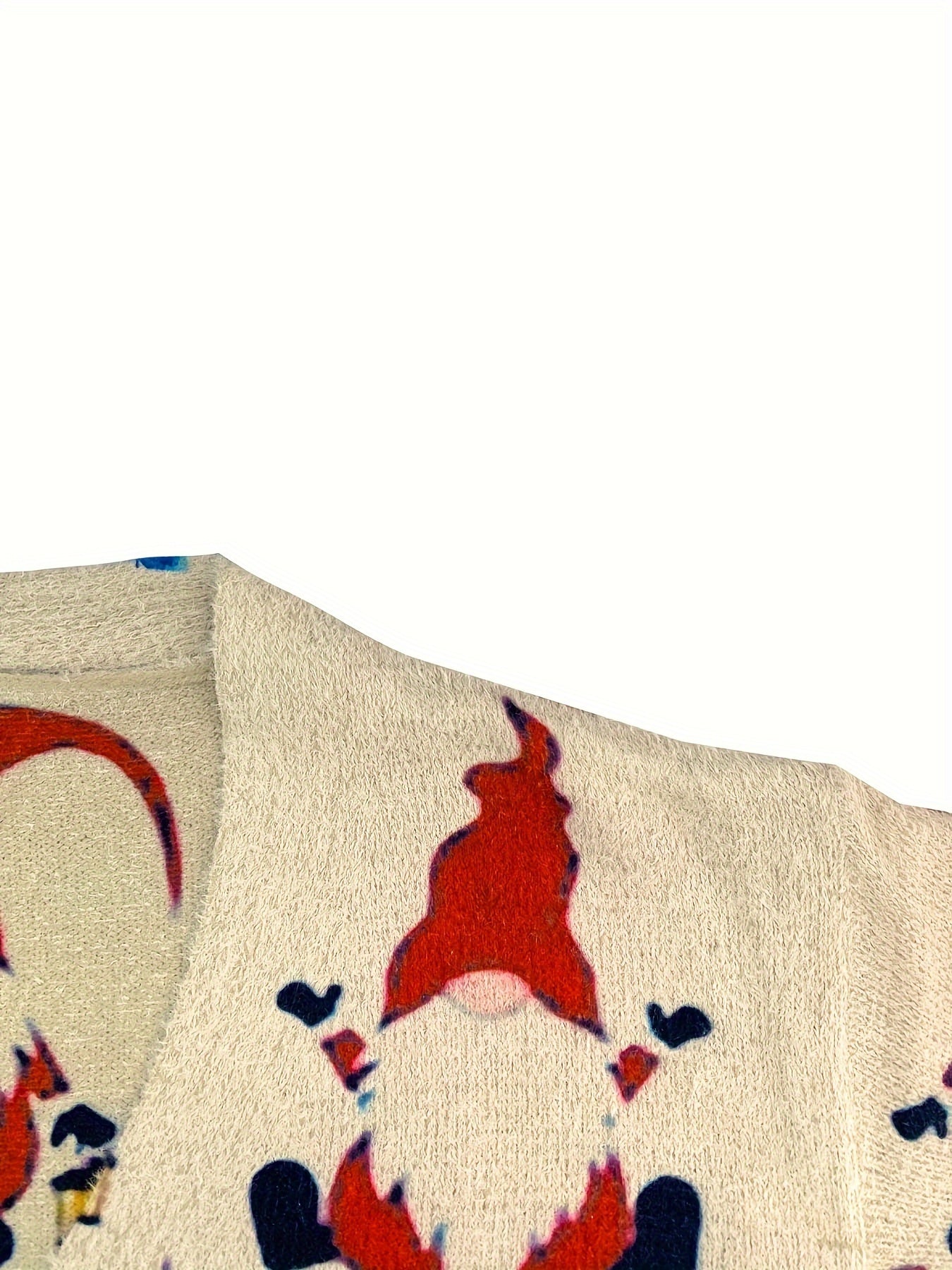 Lara | Cosy Santa Print Cardigan with Long Sleeves and V-Neck