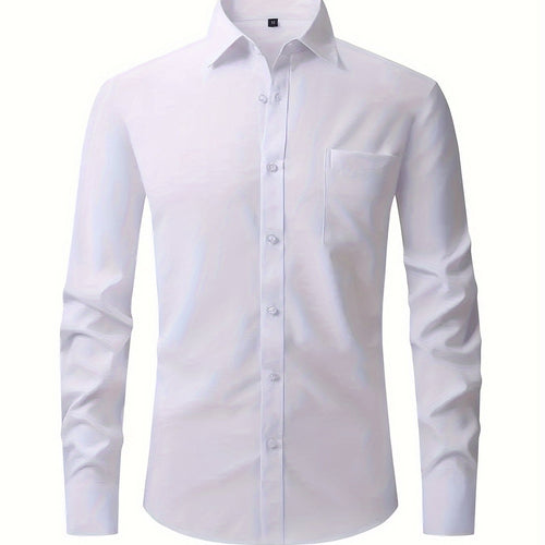 Lars | Plain shirt with notch collar and long sleeves
