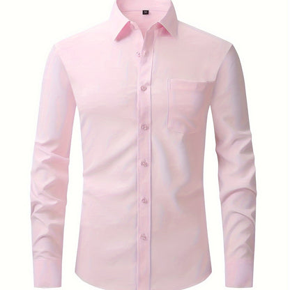 Lars | Plain shirt with notch collar and long sleeves