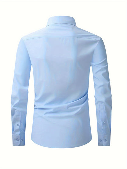 Lars | Plain shirt with notch collar and long sleeves