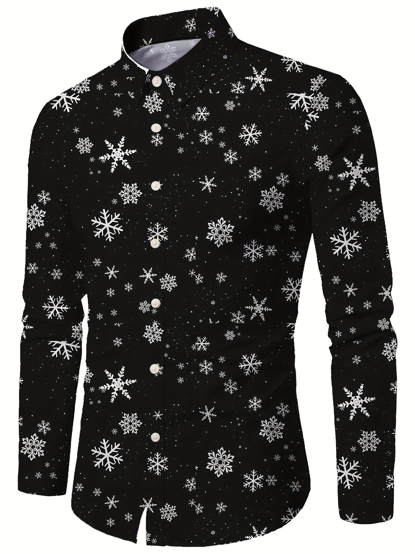 Lars | Festive men's Christmas shirt with stand-up collar and button detail