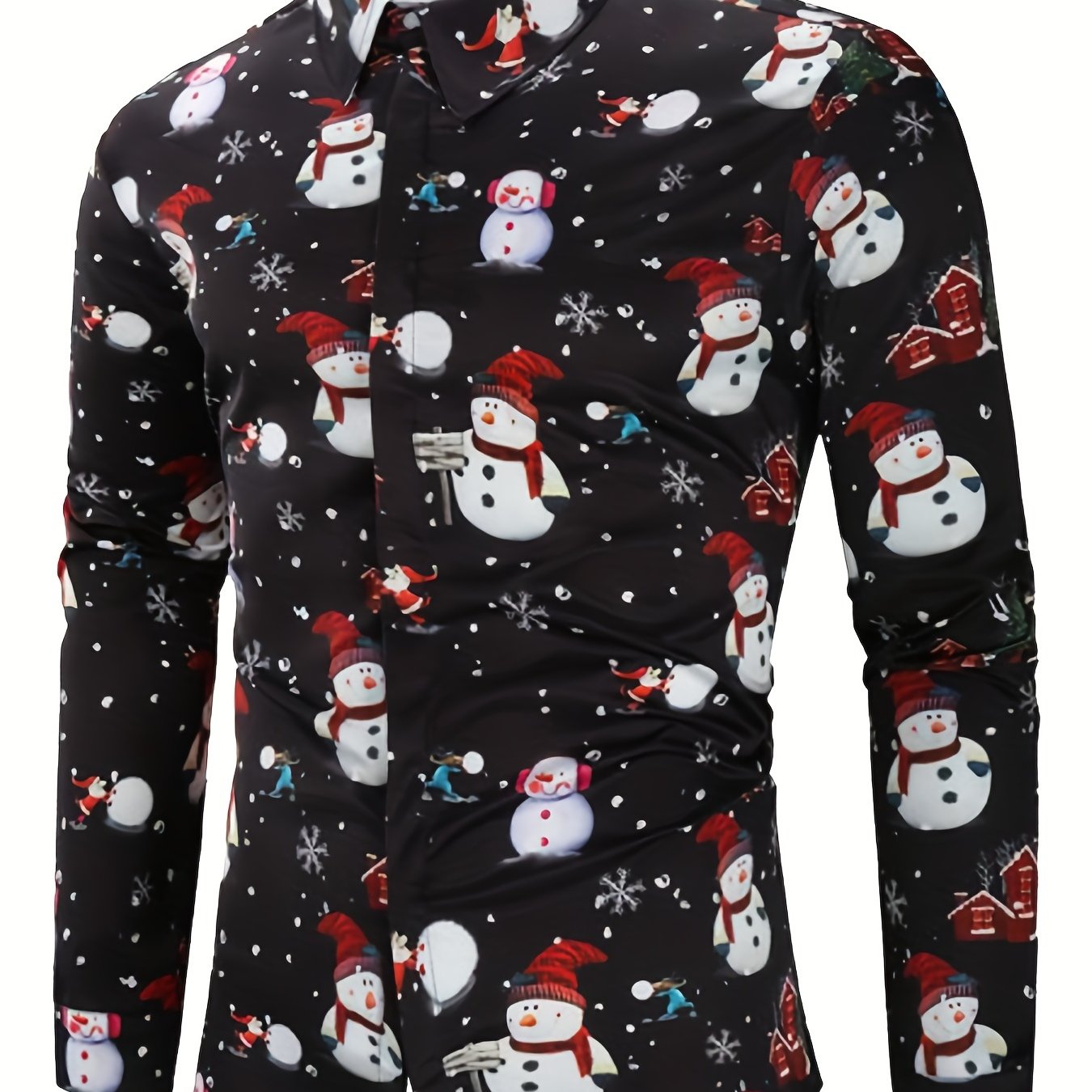 Lars | Festive men's Christmas shirt with stand-up collar and button detail