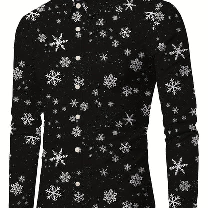 Lars | Festive men's Christmas shirt with stand-up collar and button detail
